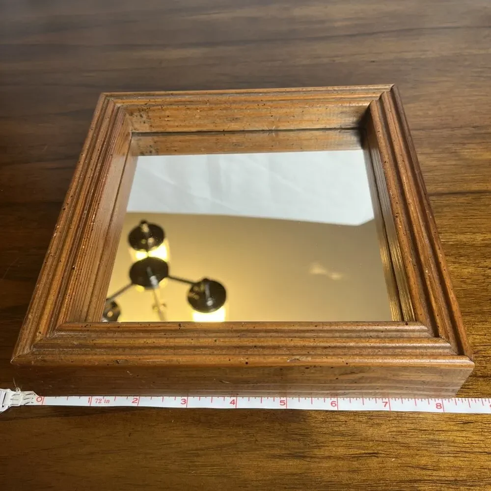 Small Wooden Framed Mirror - 8” Square Or 11.5” Diamond MCM Unassuming Cabin